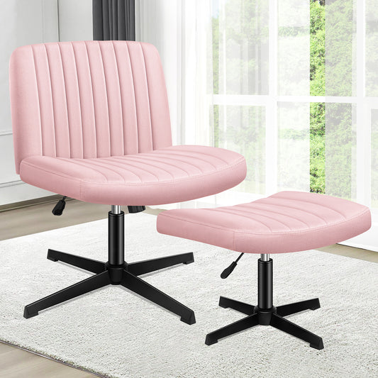 1 ALFORDSON Office Chair Mid back with Ottoman Velvet Pink