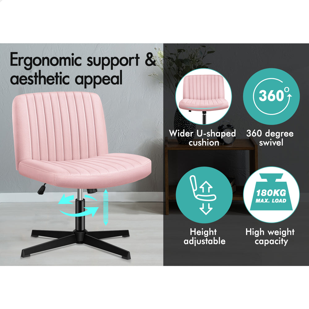 1 ALFORDSON Office Chair Mid back with Ottoman Velvet Pink