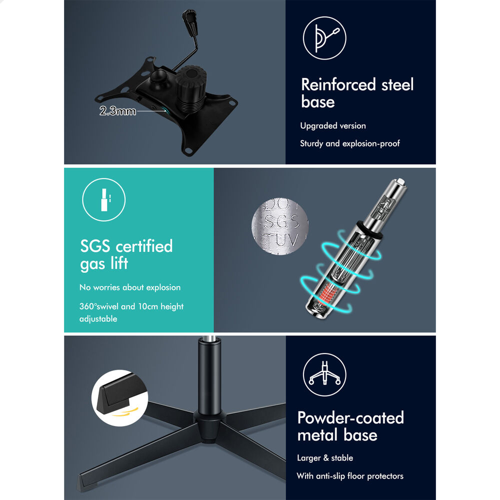 ALFORDSON Office Chair Computer Cross-legged Seat Work Ottoman PU Leather Black