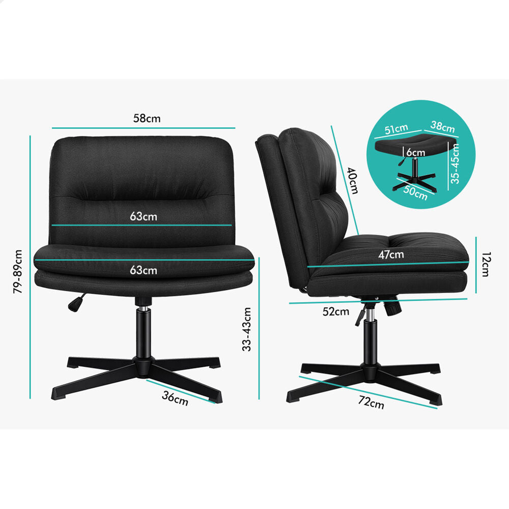 ALFORDSON Office Chair Computer Seat Cross-legged Work Ottoman Fabric Black