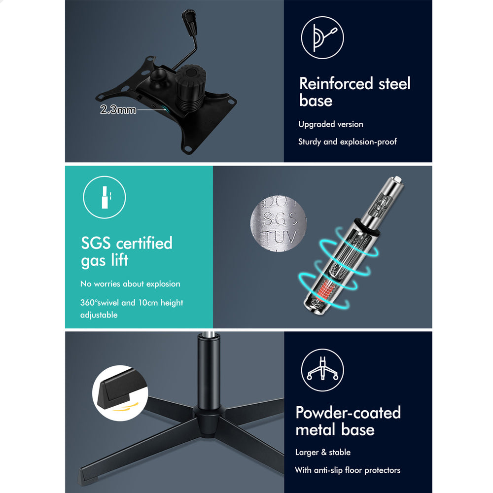 ALFORDSON Office Chair Computer Cross-legged Seat Work Ottoman PU Leather White