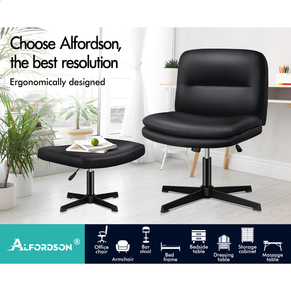 1 ALFORDSON Office Chair Ottoman Set Cross-legged Seat Black