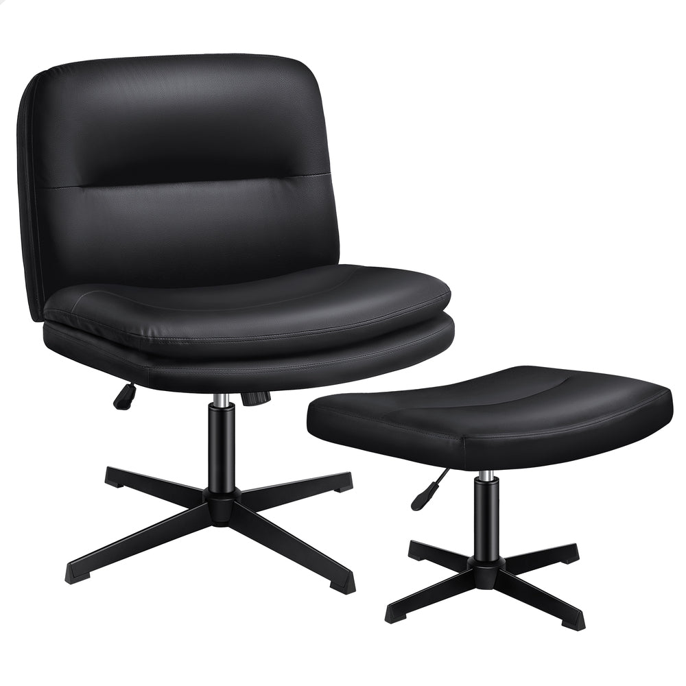 1 ALFORDSON Office Chair Ottoman Set Cross-legged Seat Black
