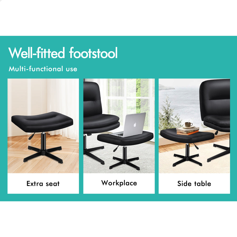 1 ALFORDSON Office Chair Ottoman Set Cross-legged Seat Black