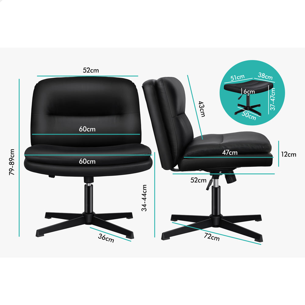 1 ALFORDSON Office Chair Ottoman Set Cross-legged Seat Black