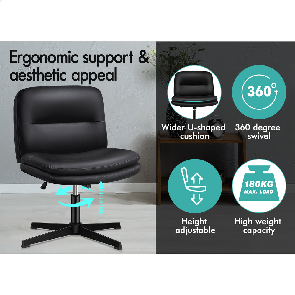 1 ALFORDSON Office Chair Ottoman Set Cross-legged Seat Black