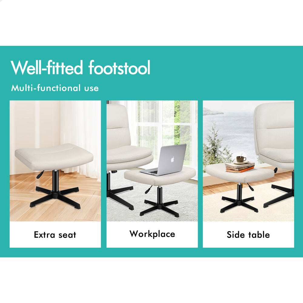 1 ALFORDSON Office Chair Ottoman Set Cross-legged Seat Beige