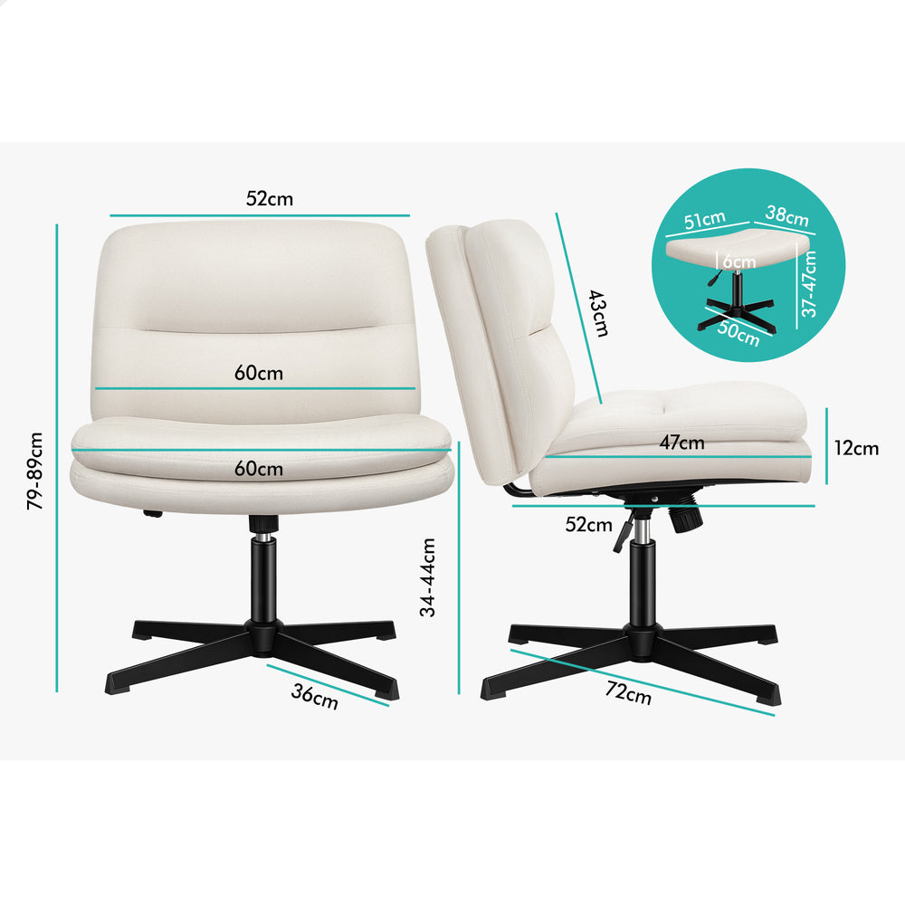 1 ALFORDSON Office Chair Ottoman Set Cross-legged Seat Beige