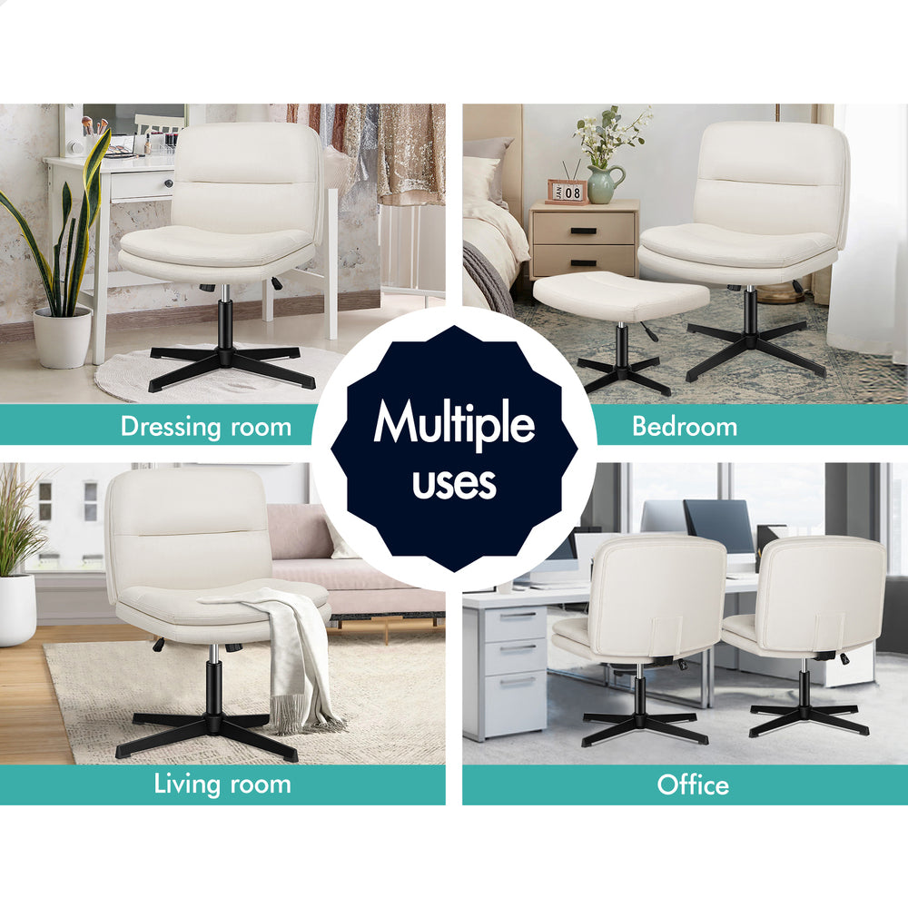 1 ALFORDSON Office Chair Ottoman Set Cross-legged Seat Beige
