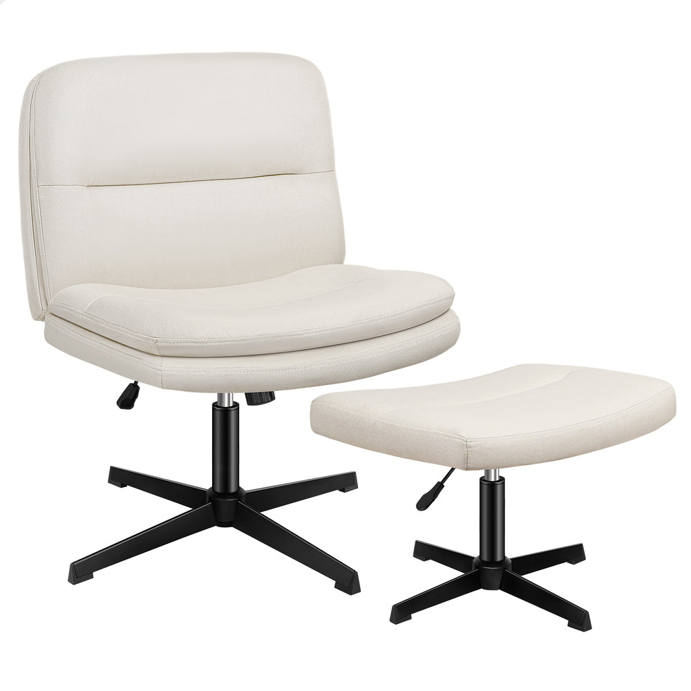 1 ALFORDSON Office Chair Ottoman Set Cross-legged Seat Beige