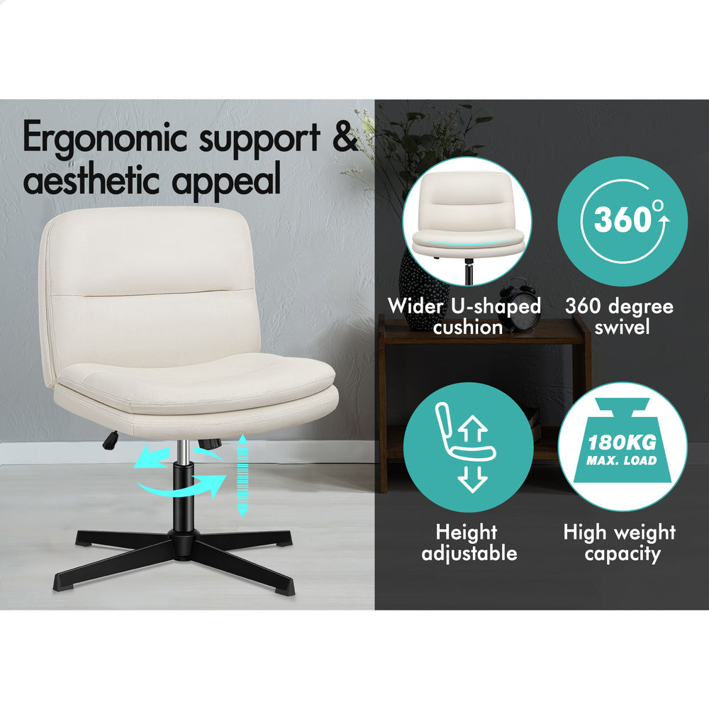 1 ALFORDSON Office Chair Ottoman Set Cross-legged Seat Beige