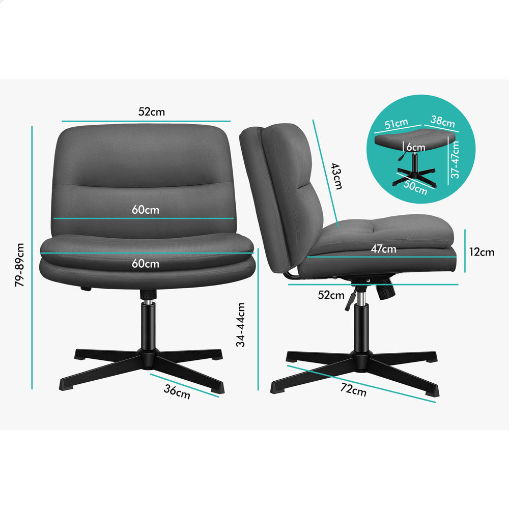1 ALFORDSON Office Chair Ottoman Set Cross-legged Seat Grey
