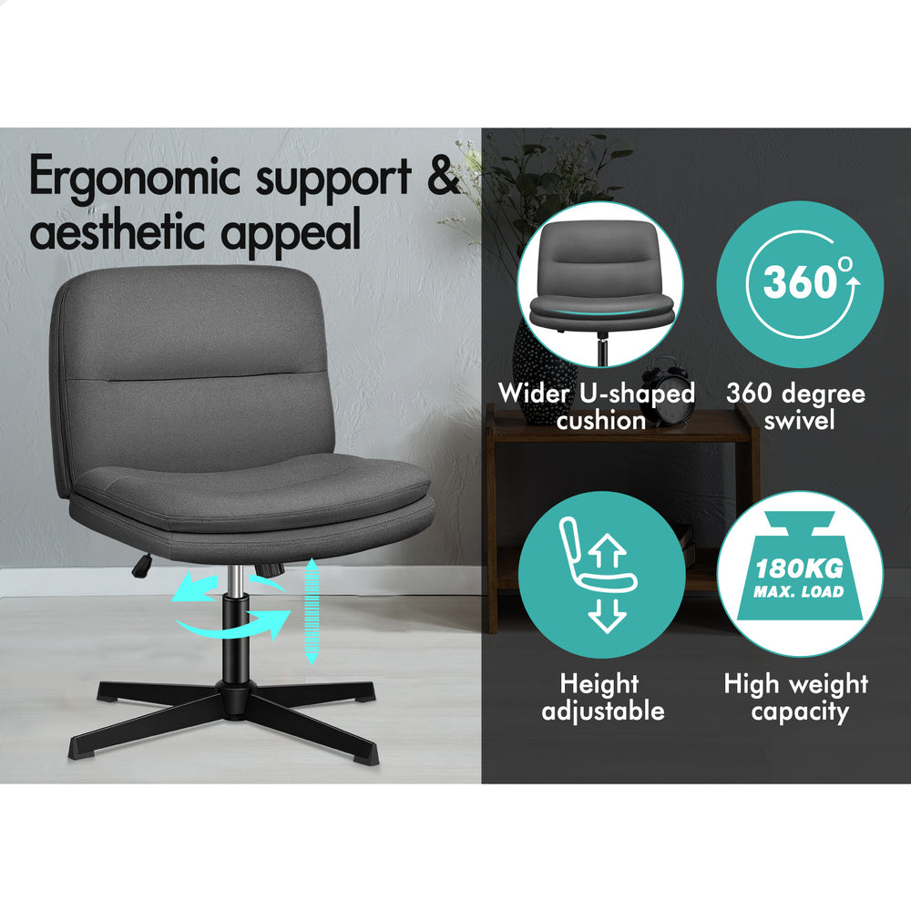 1 ALFORDSON Office Chair Ottoman Set Cross-legged Seat Grey