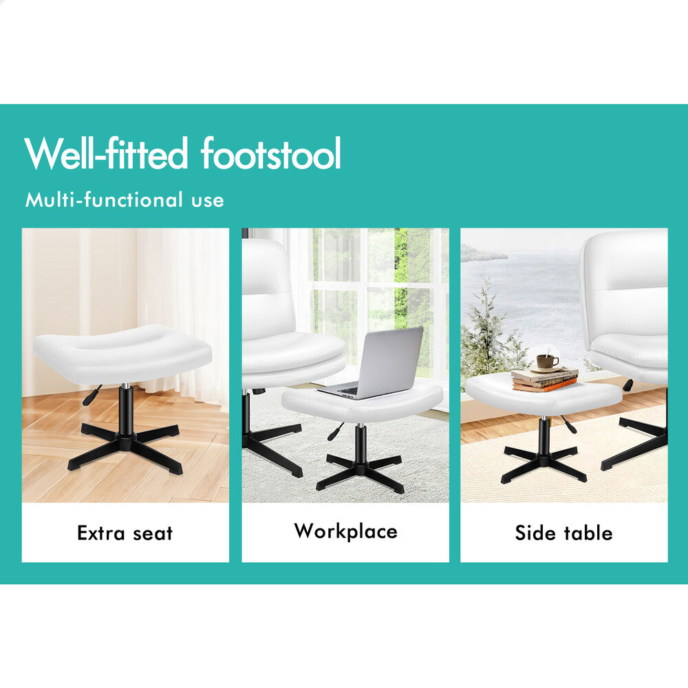 1 ALFORDSON Office Chair Ottoman Set Cross-legged Seat White