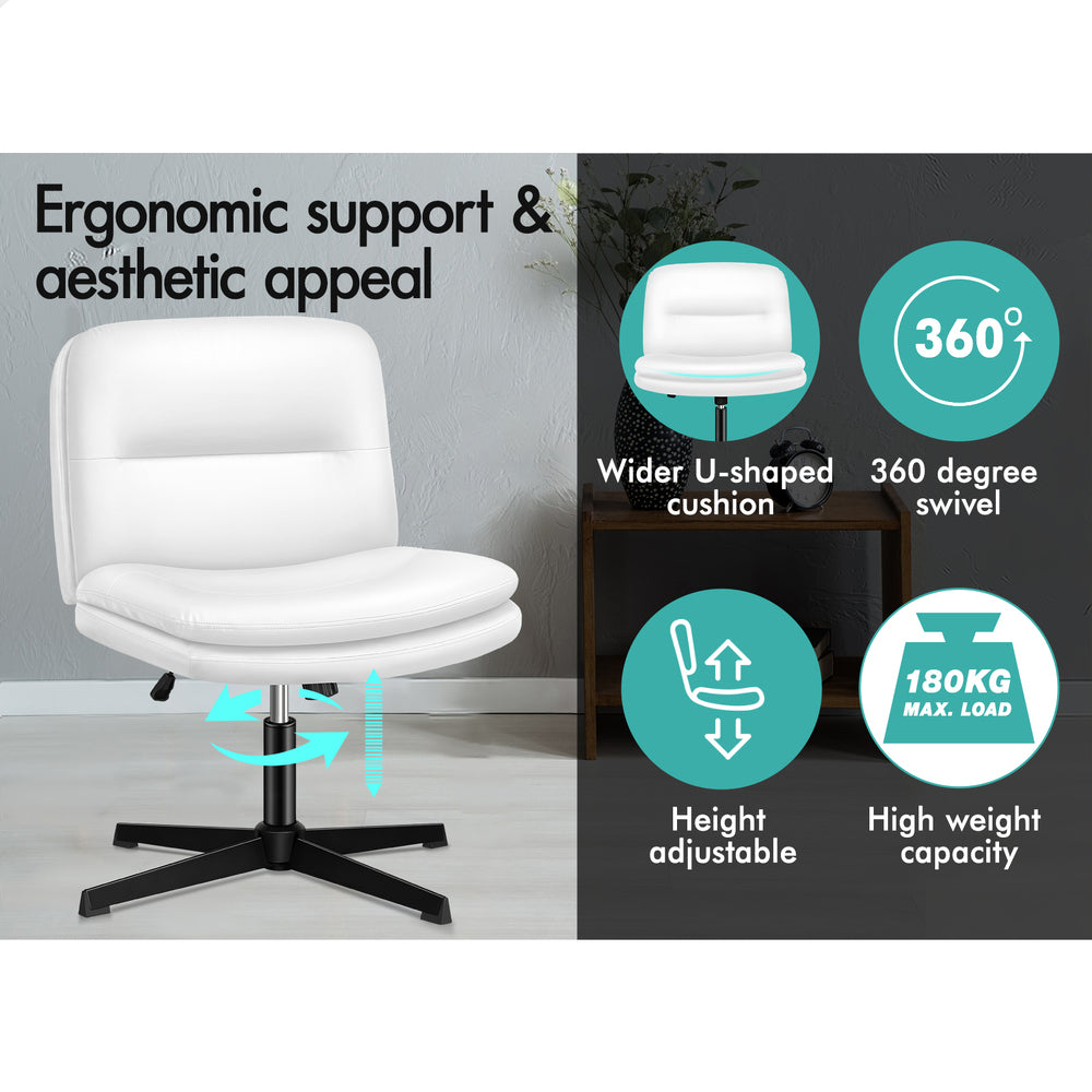 1 ALFORDSON Office Chair Ottoman Set Cross-legged Seat White