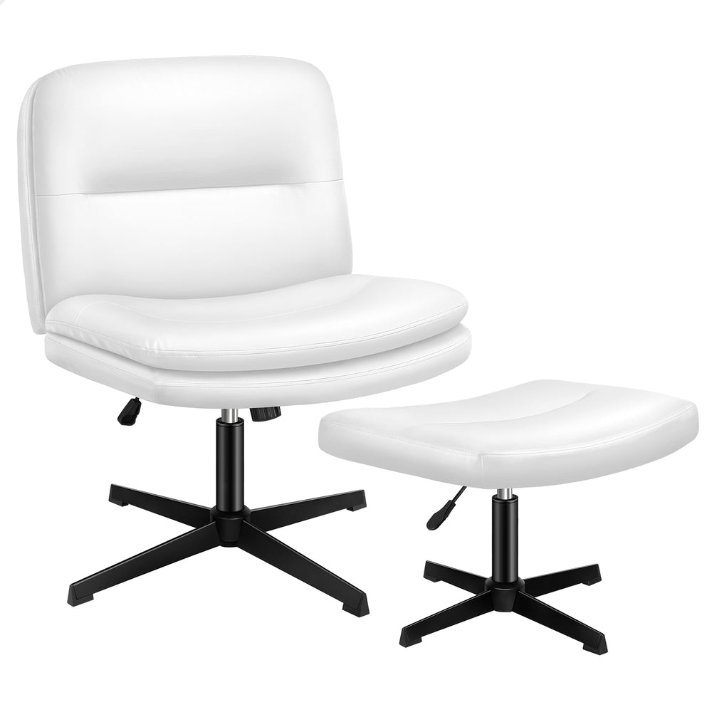 1 ALFORDSON Office Chair Ottoman Set Cross-legged Seat White