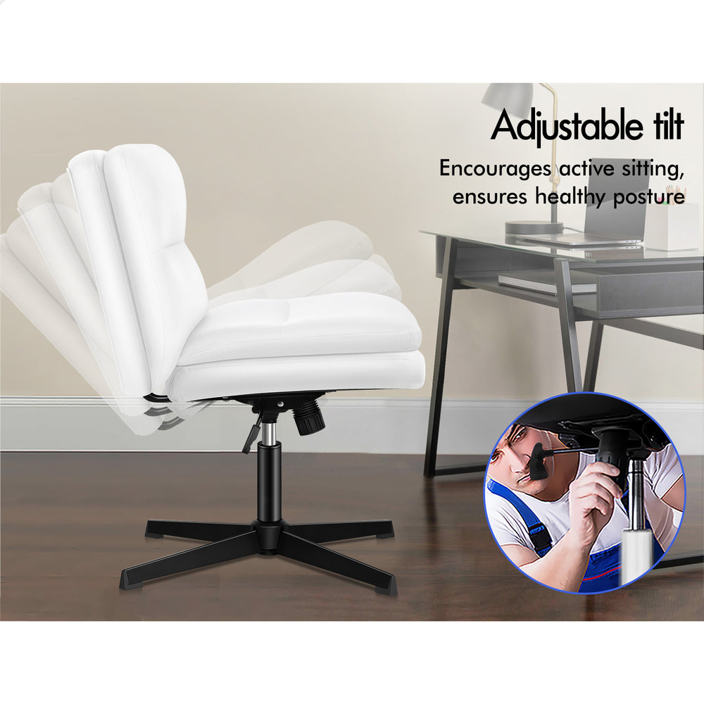 1 ALFORDSON Office Chair Ottoman Set Cross-legged Seat White