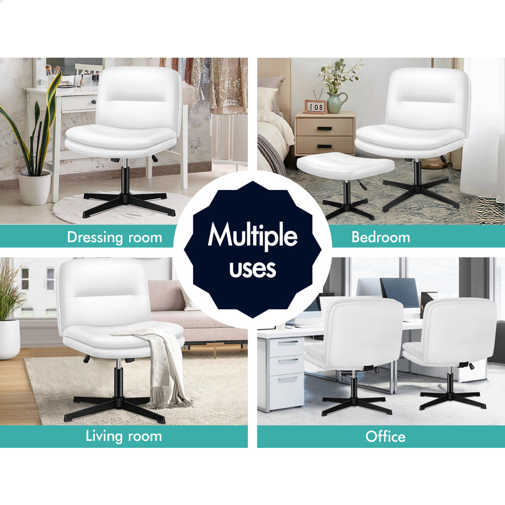 1 ALFORDSON Office Chair Ottoman Set Cross-legged Seat White