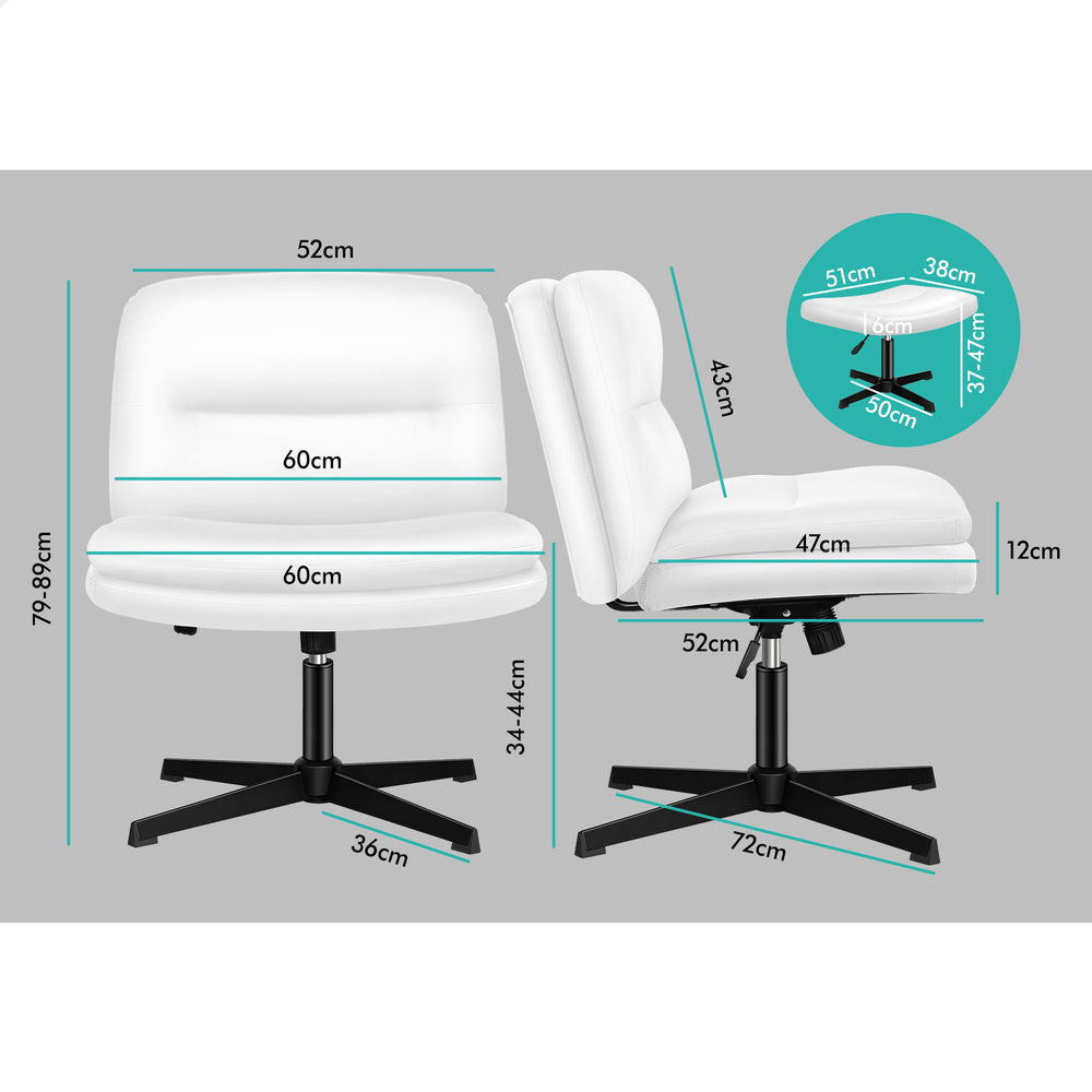 1 ALFORDSON Office Chair Ottoman Set Cross-legged Seat White