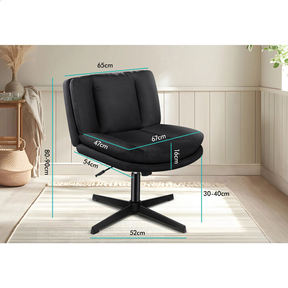 ALFORDSON Armless Office Desk Chair Mid Back Wide Seat Fabric Black