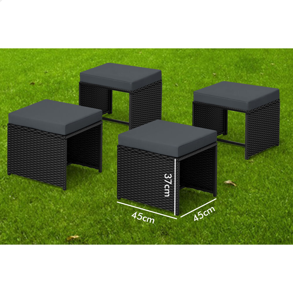 ALFORDSON Outdoor Patio Set 4 PCS Ottoman Wicker Garden Furniture