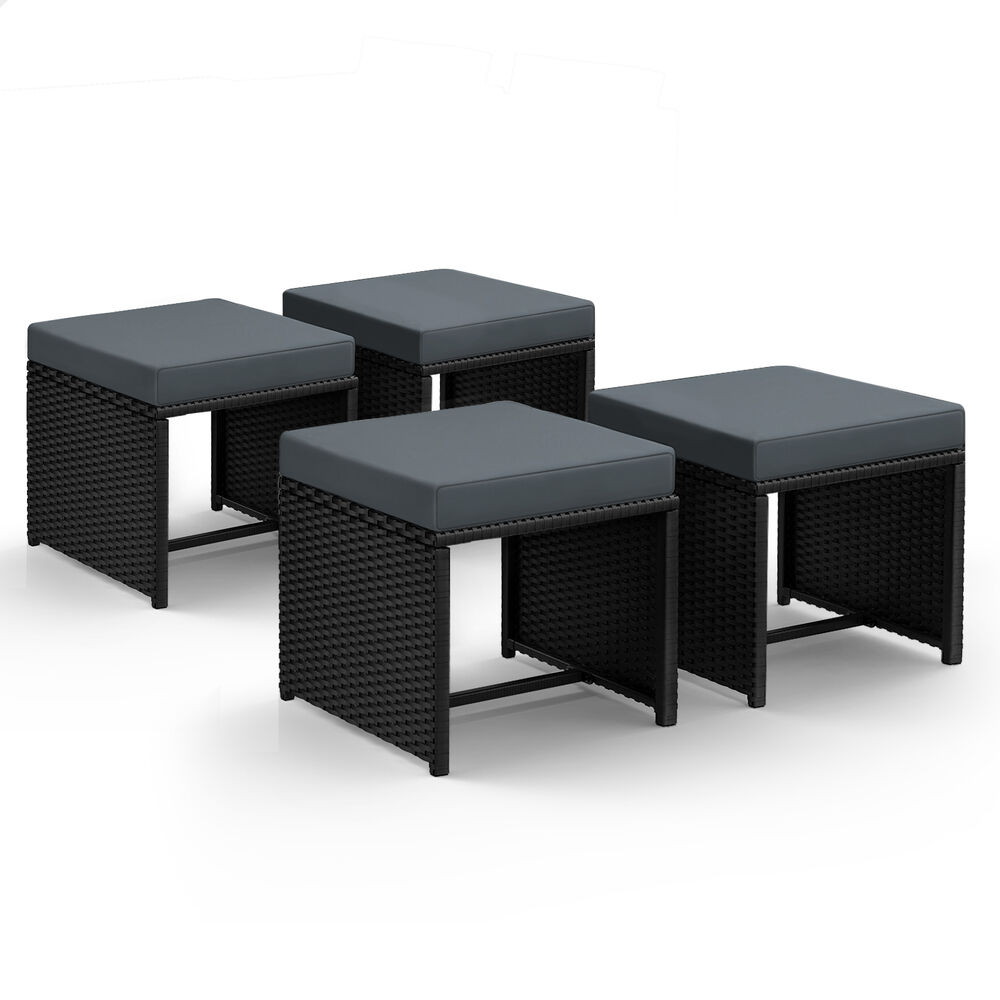 ALFORDSON Outdoor Patio Set 4 PCS Ottoman Wicker Garden Furniture