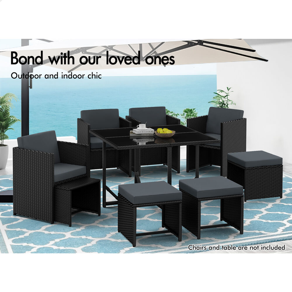 ALFORDSON Outdoor Patio Set 4 PCS Ottoman Wicker Garden Furniture