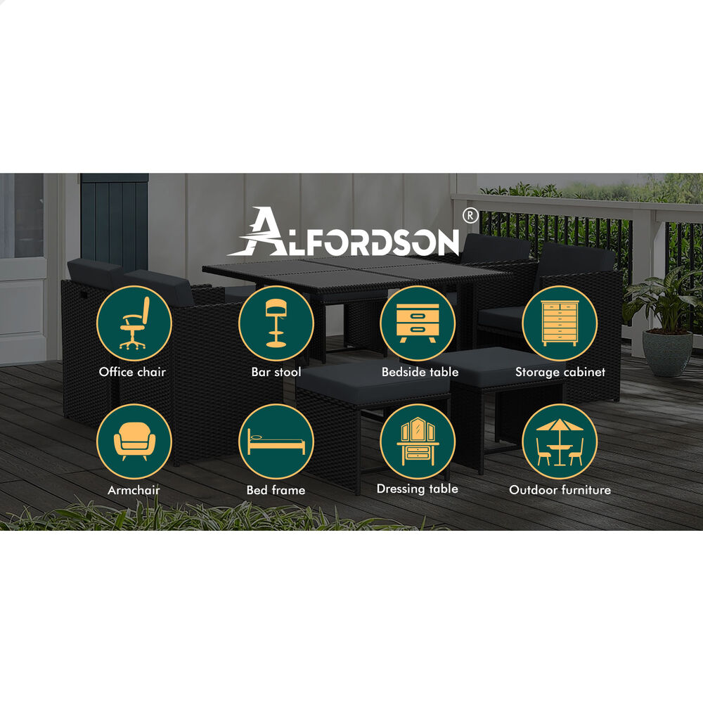 ALFORDSON Outdoor Patio Set 4 PCS Ottoman Wicker Garden Furniture