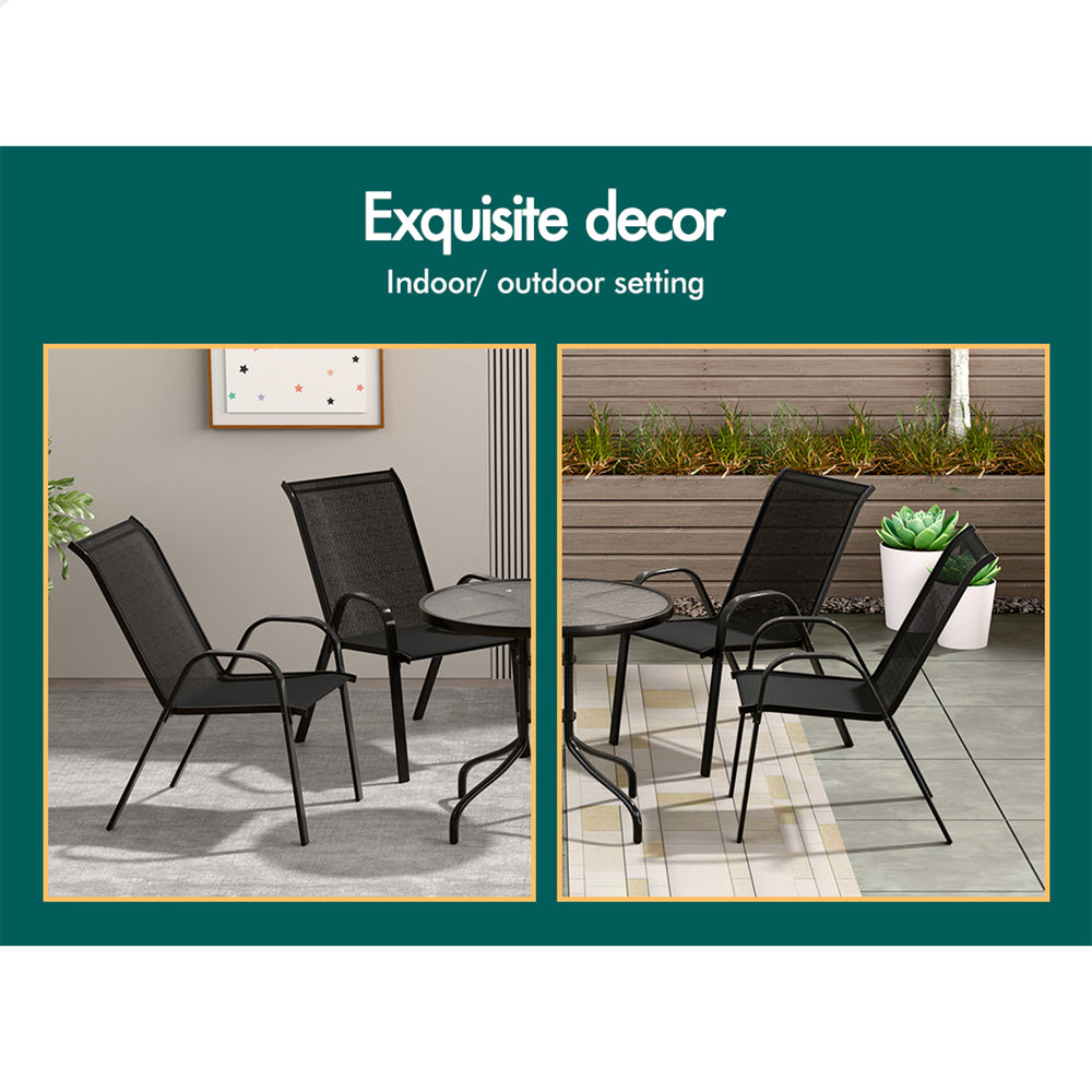 ALFORDSON 5PCS Outdoor Furniture Table and Chairs Set Round Black