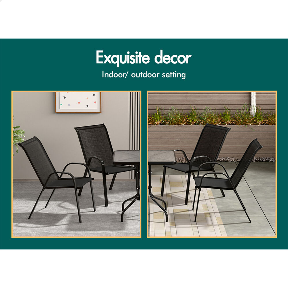 ALFORDSON 5PCS Outdoor Furniture Patio Table and Chairs Set Garden Square Black
