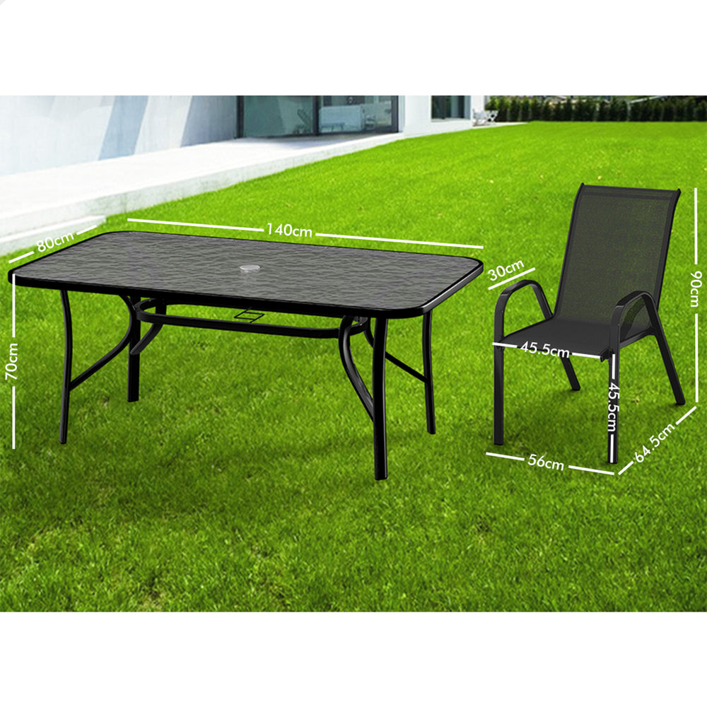 ALFORDSON 7PCS Outdoor Dining Set Patio Table and Chairs Garden Furniture Black