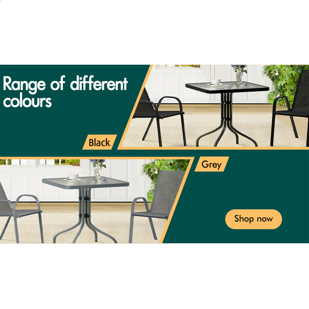 ALFORDSON Outdoor Furniture Patio Coffee Side Table Garden 60CM Square Black
