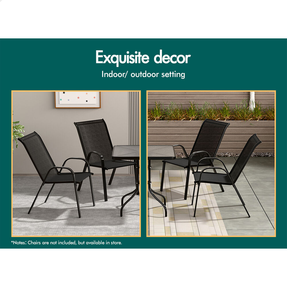 ALFORDSON Outdoor Furniture Patio Coffee Side Table Garden 60CM Square Black
