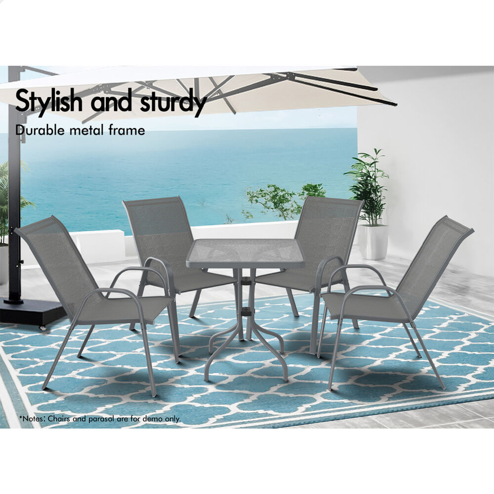 ALFORDSON Outdoor Furniture Patio Coffee Side Table Garden 60CM Square Grey