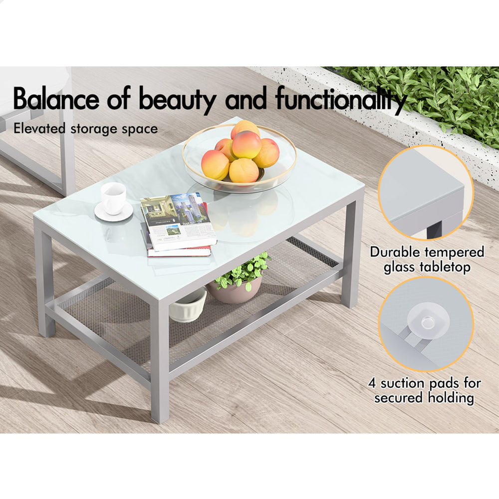 ALFORDSON 2PCS Outdoor Lounge Sofa Set Wicker Furniture Table and Chairs Garden Beige