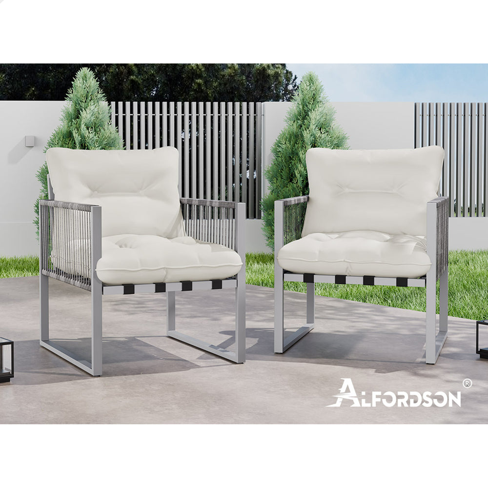 ALFORDSON Outdoor Furniture 2x Lounge Chairs Patio Garden Armchair Rattan Chair Beige