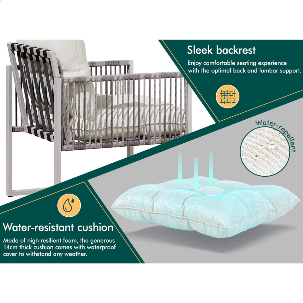 ALFORDSON Outdoor Furniture 2x Lounge Chairs Patio Garden Armchair Rattan Chair Beige