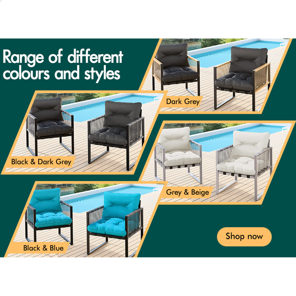 ALFORDSON Outdoor Furniture 2x Lounge Chairs Patio Garden Armchair Rattan Chair Beige