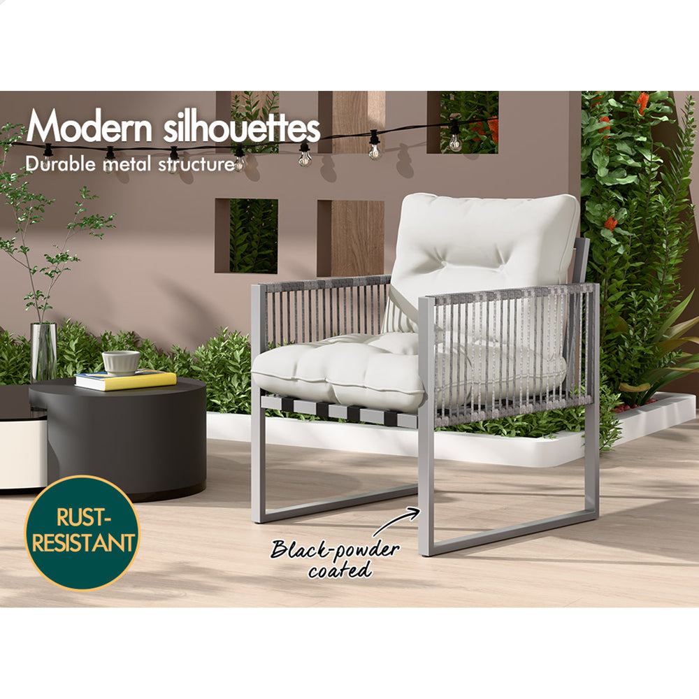 ALFORDSON Outdoor Furniture 2x Lounge Chairs Patio Garden Armchair Rattan Chair Beige