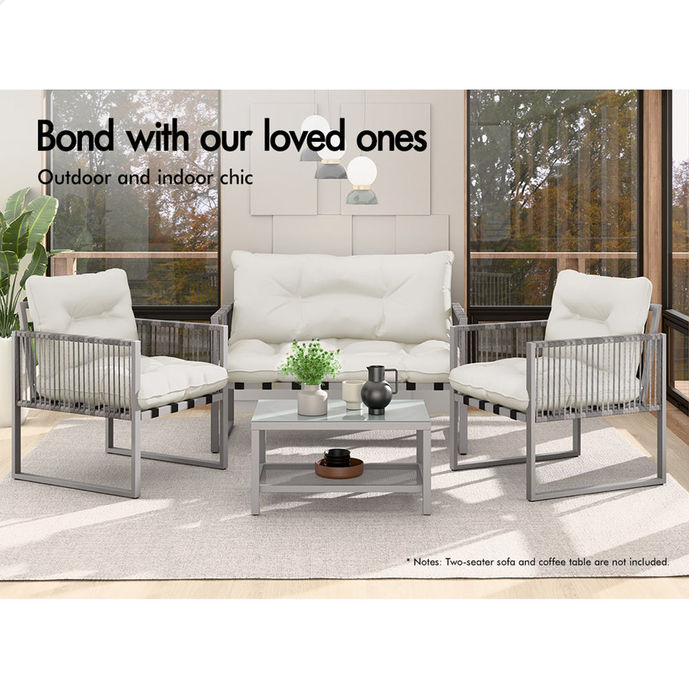 ALFORDSON Outdoor Furniture 2x Lounge Chairs Patio Garden Armchair Rattan Chair Beige