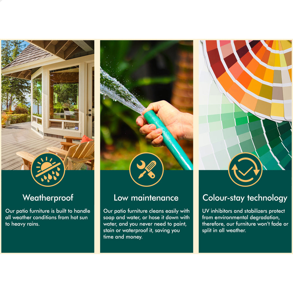 ALFORDSON Outdoor Furniture Set Patio Side Table Lounge Chair Glass Wicker Black