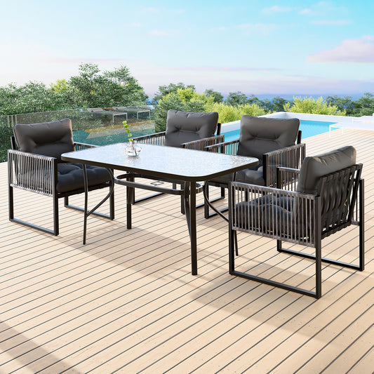 ALFORDSON Outdoor Furniture Dining Setting Patio Table Chairs Set Wicker Lounge