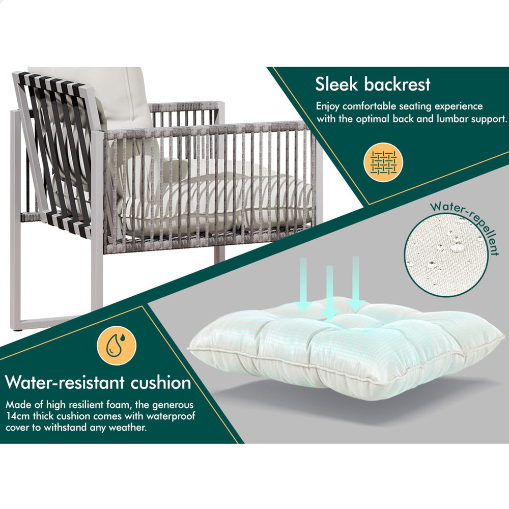 ALFORDSON 4PCS Outdoor Furniture Lounge Sofa Set Wicker Furniture Table and Chairs Garden Beige