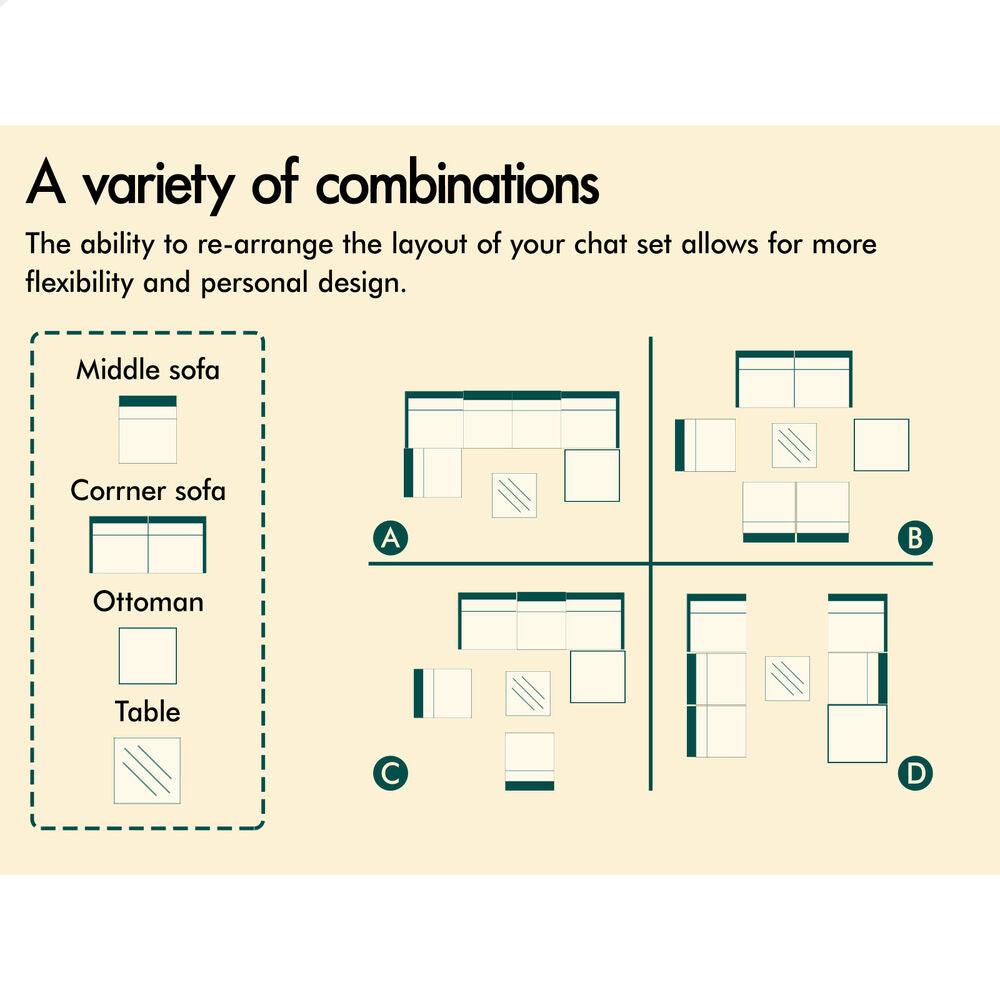 ALFORDSON 6 Seater Outdoor Lounge Setting 7PCS Sofa Set Furniture Patio Black