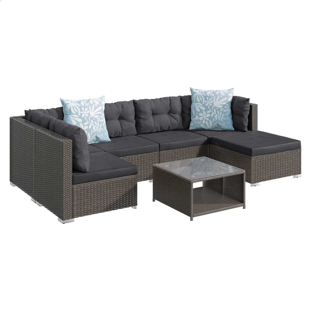 ALFORDSON 6 Seater Outdoor Lounge Setting 7PCS Sofa Set Furniture Dark Grey