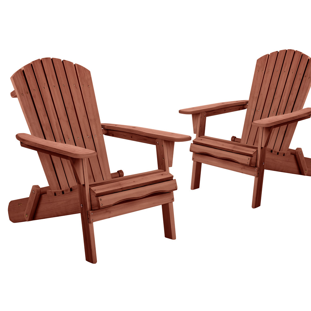 ALFORDSON 2x Outdoor Chairs Wooden Adirondack Patio Furniture Beach Garden Brown