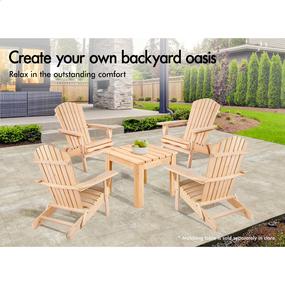 ALFORDSON 2x Outdoor Chairs Wooden Adirondack Patio Furniture Beach Garden Wood