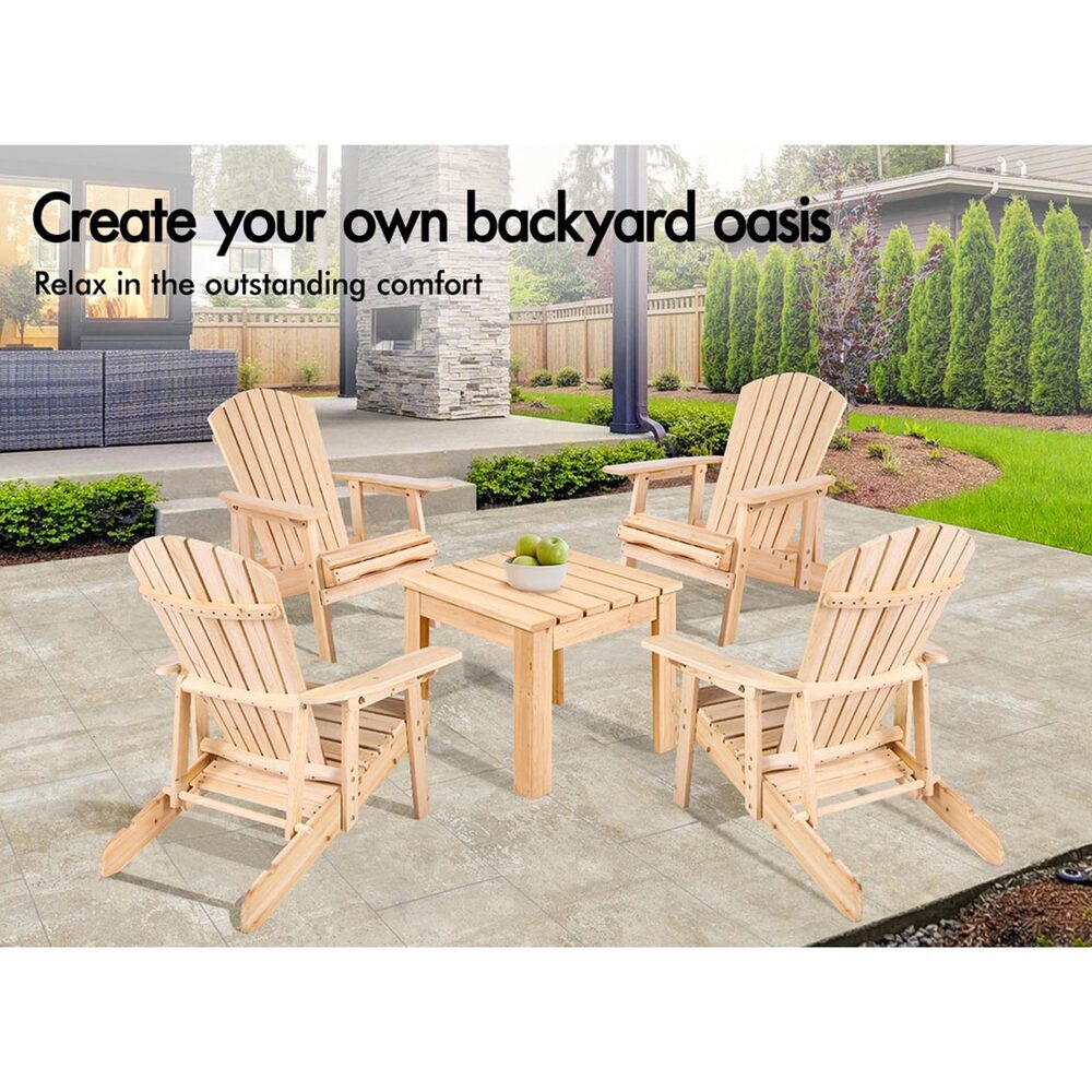 ALFORDSON Adirondack Chairs Table 3PCS Set Outdoor Furniture w/ Ottoman Beach Wood