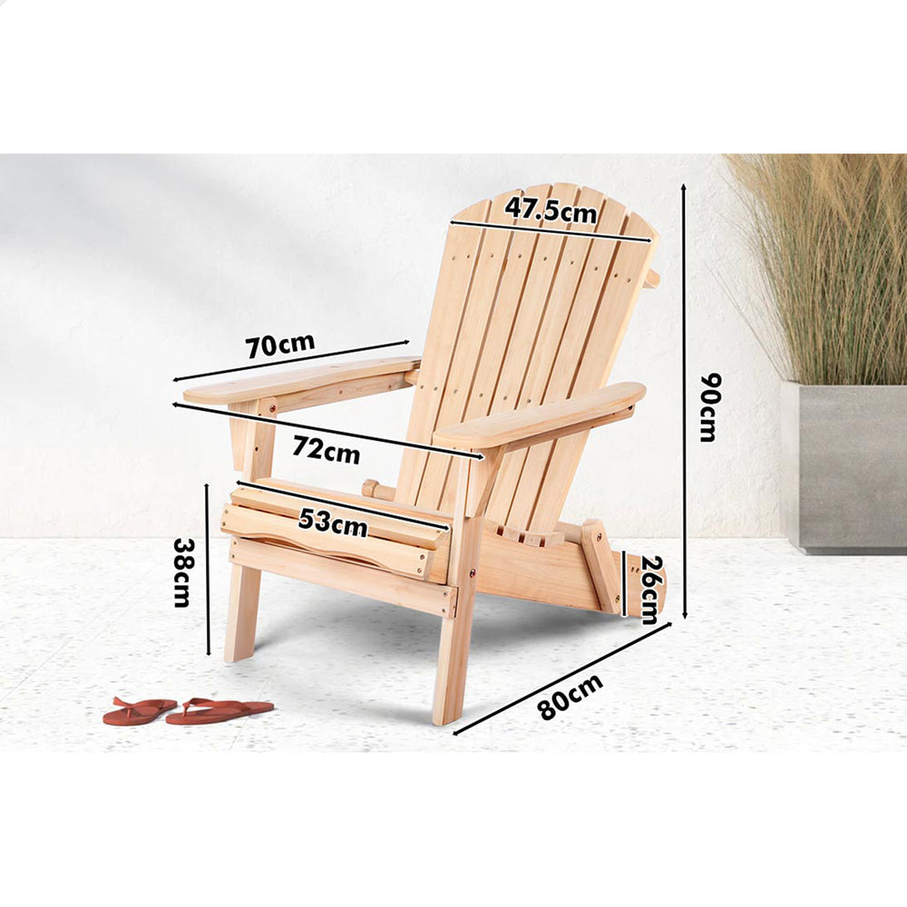 ALFORDSON Adirondack Chairs Table 3PCS Set Wooden Outdoor Furniture Beach Wood