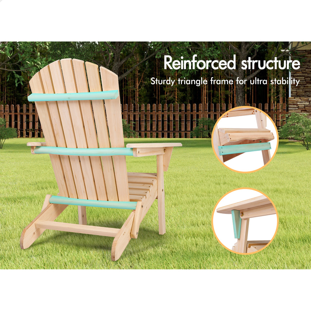 ALFORDSON Adirondack Chairs Table 3PCS Set Wooden Outdoor Furniture Beach Wood